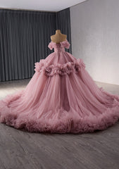 Strapless Layered Tulle Beaded Ball Dress P9Q0R