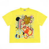 Streetwear Graphic T-shirt with Doodle Cartoon Print Design