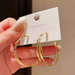 Stylish Gold Tone Double Hoop Earrings