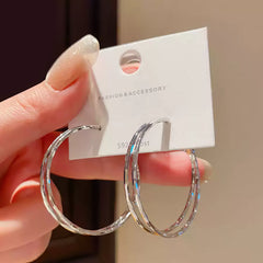 Stylish Gold Tone Double Hoop Earrings