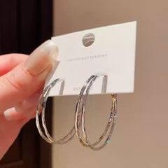 Stylish Gold Tone Double Hoop Earrings