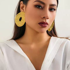 Textured Abstract Circle Stud Earrings