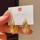 Textured Leaf Shaped Petal Hoop Earrings