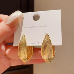 Textured Leaf Shaped Petal Hoop Earrings