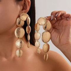 Textured Multi-Disc Drop Earrings