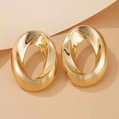 Thick Interlocking Hoop Stud Earrings