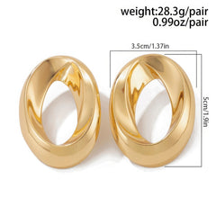 Thick Interlocking Hoop Stud Earrings