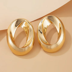 Thick Interlocking Hoop Stud Earrings