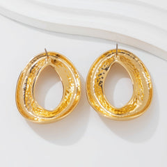 Thick Interlocking Hoop Stud Earrings