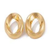 Thick Interlocking Hoop Stud Earrings