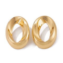 Thick Interlocking Hoop Stud Earrings