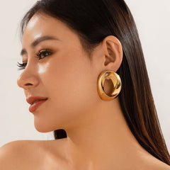 Thick Interlocking Hoop Stud Earrings