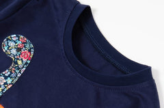 Toddler Long-Sleeve T-Shirt with Colorful Floral Dinosaur Applique