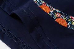 Toddler Long-Sleeve T-Shirt with Colorful Floral Dinosaur Applique