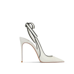 Two-Tone Stiletto Heels with Bow-Tied Ankle Straps