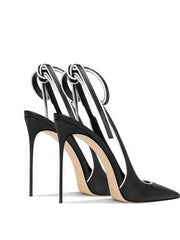 Two-Tone Stiletto Heels with Bow-Tied Ankle Straps
