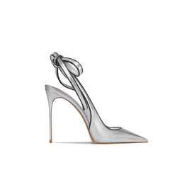 Two-Tone Stiletto Heels with Bow-Tied Ankle Straps