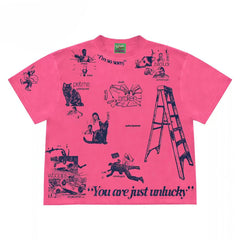 Unlucky Accidents Doodle Graphic T-Shirt