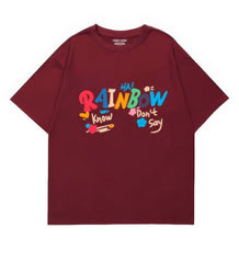 Vibrant "RAINBOW" Text Graphic Tee