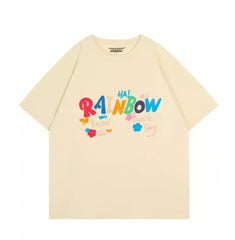 Vibrant "RAINBOW" Text Graphic Tee
