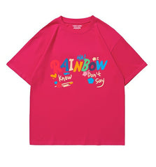 Vibrant "RAINBOW" Text Graphic Tee
