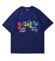Vibrant "RAINBOW" Text Graphic Tee