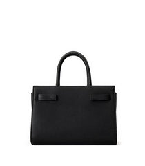 Walker Small Black Pebbled Leather Satchel with Top Handles