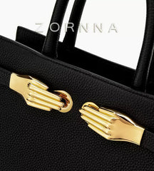 Walker Small Black Pebbled Leather Satchel with Top Handles