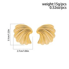 Wavy Scallop Shell Stud Earrings