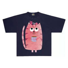 Whimsical Cat Graphic T-Shirt