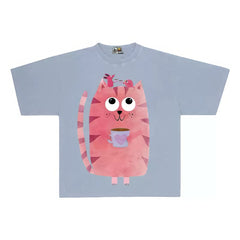 Whimsical Cat Graphic T-Shirt