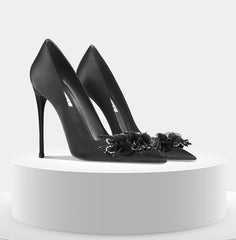 Women's Begum Embellished Satin Pointed Toe High Heel Pumps