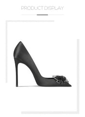 Women's Begum Embellished Satin Pointed Toe High Heel Pumps