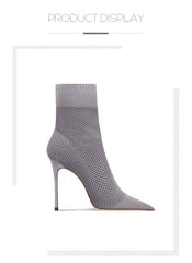 Women's Century Pointy-Toe Knitted High Heel Booties