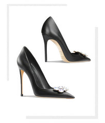 Women's Diamante Embellished Mid Heel Pointed Toe Pumps