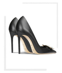 Women's Diamante Embellished Mid Heel Pointed Toe Pumps