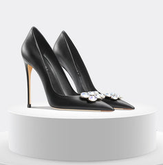 Women's Diamante Embellished Mid Heel Pointed Toe Pumps