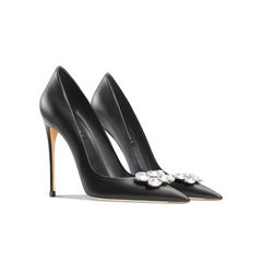 Women's Diamante Embellished Mid Heel Pointed Toe Pumps
