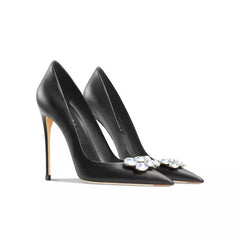 Women's Diamante Embellished Mid Heel Pointed Toe Pumps