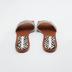 Women's Geometric Pattern Flat Slides