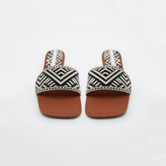 Women's Geometric Pattern Flat Slides