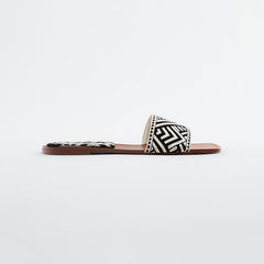 Women's Geometric Pattern Flat Slides
