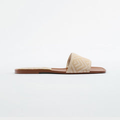 Women's Geometric Pattern Flat Slides
