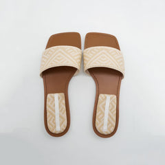 Women's Geometric Pattern Flat Slides