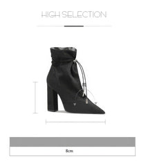 Women's Maeve Pointed Toe Suede High Block Heel Ankle Boots