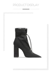 Women's Maeve Pointed Toe Suede High Block Heel Ankle Boots