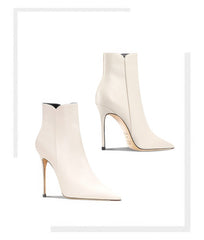 Women's Mikki Pointy Toe Mid Heel Leather Booties