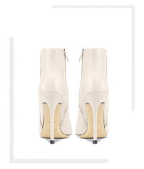 Women's Mikki Pointy Toe Mid Heel Leather Booties