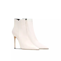 Women's Mikki Pointy Toe Mid Heel Leather Booties
