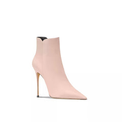 Women's Mikki Pointy Toe Mid Heel Leather Booties